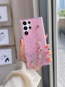 1pc Epoxy Starry Sky Rhinestone Bracelet Phone Case Compatible With Galaxy S22 Ultra S23 Ultra S24 Ultra 5G, Compatible With IPhone 11 12 13 14 15 Pro Max 16 Plus