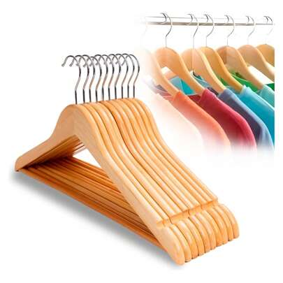Kit 12 Cabide de Madeira Marfim Premium atacado Para roupas Calças Vestidos Closet