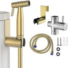 1 Set Handbrause Bidet Sprüher Kit, einfach zu installierender Toiletten-Sitz Bidet Sprüher Set, Edelstahl verstellbarer Durchfluss Bidet Sprüher für Toilettenreinigung