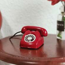 1pc 1:12 Scale Dollhouse Accessories, Mini Telephone Model For Miniature Food Toys, Diorama Scenery, Creative Decor, Toy Model, Terrarium DIY, Alloy Ornament, Christmas/New Year Gift