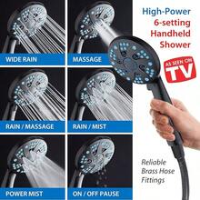 Hotel Spa AquaCare Spa Station Combo de cabezal de ducha de mano y lluvia de 48 modos de 3 vías de alta presión, boquillas antiobstrucciones, manguera de acero inoxidable extralarga, soporte de pared - Bronce frotado con aceite - Ver 10