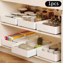 Expandable Cabinet Drawer Storage Rack, Pull-Out Storage Basket Tray, Under Sink Organizer For Spices, Utensils, Home Goods, Birthday Decor, New Year & Valentine's Day Gifts - White - View 11