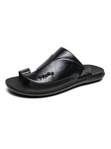 2025 New Casual Men's Summer Sandals, Outdoor Wear, Non-Slip, Water-Resistant, Beach Slippers, Fashionable Korean Style, Black - Black - View 8
