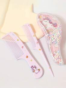 3 pezzi set di pettini per capelli cartoni animati - adatto per capelli bagnati e asciutti, spazzole per districare e acconciare tutti i tipi di capelli, manico in plastica ABS, idea regalo perfetta