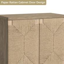 Boho Wood Accent Cabinet, Kitchen Cabinet Storage With 2 Doors & Adjustable Shelf, Organization And Storage Cabinet For Hallway, Entryway, Kitchen Furniture - Light Brown - 查看 3