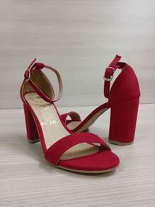 Zapatilla tacón de mujer alto 8 cm perfecto para ocasiones formales y Casuales, XV, Graduaciones, Cenas Familiares, Bodas y mas - Rojo - Ver 7