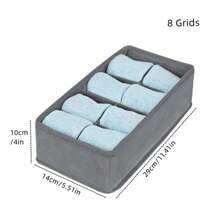 Organizador de ropa interior, calcetines, pantalones, sujetador, caja de almacenamiento, armarios, cajones, armario, ropa, bufanda, cajas organizadoras de almacenamiento para dormitorio - Gris claro 6 cuadrículas - Ver 3