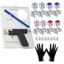 Reusable Ear Piercing Kit For Professional Salon With 8 Pcs Stainless Steel Earrings Set For Home