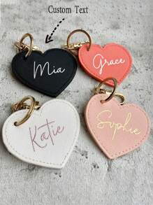 Personalized Heart Keyring, Monogram Heart Key Clip, Faux Leather Bag Charm, Initials Keychain, Gift For Her, Birthday, Bridesmaid, Laser Engraved On PU Leather,Dawg,Engraved, Stainless,Colorful,Cute,Adorable,Funny,Kawaii,Y2K,Stylish,Unisex,Casual,Custom,Personalized,Unique,Customized,Ideal Gifts For Him,Ideal Gifts For Her,Her,Boyfriend,Girlfriend,Family,Friends,Youth,For Anniversaries,For Birthdays,For Graduation,For Housewarming,For Weddings,Bag Charms,School Supplies,Back To School,School Gift,For Office,For School,For Classroom,For Teacher Gifts,For University,For Colleague,For Dorm Rooms,For Teacher,For Boys And Girls,For Teenagers,Junior High School Students,Middle School Students,High School Senior High School Students,College Students,University Students,Freshman,Sophomore,Underclassmen,Delicate Romance, Utilitarian Chic