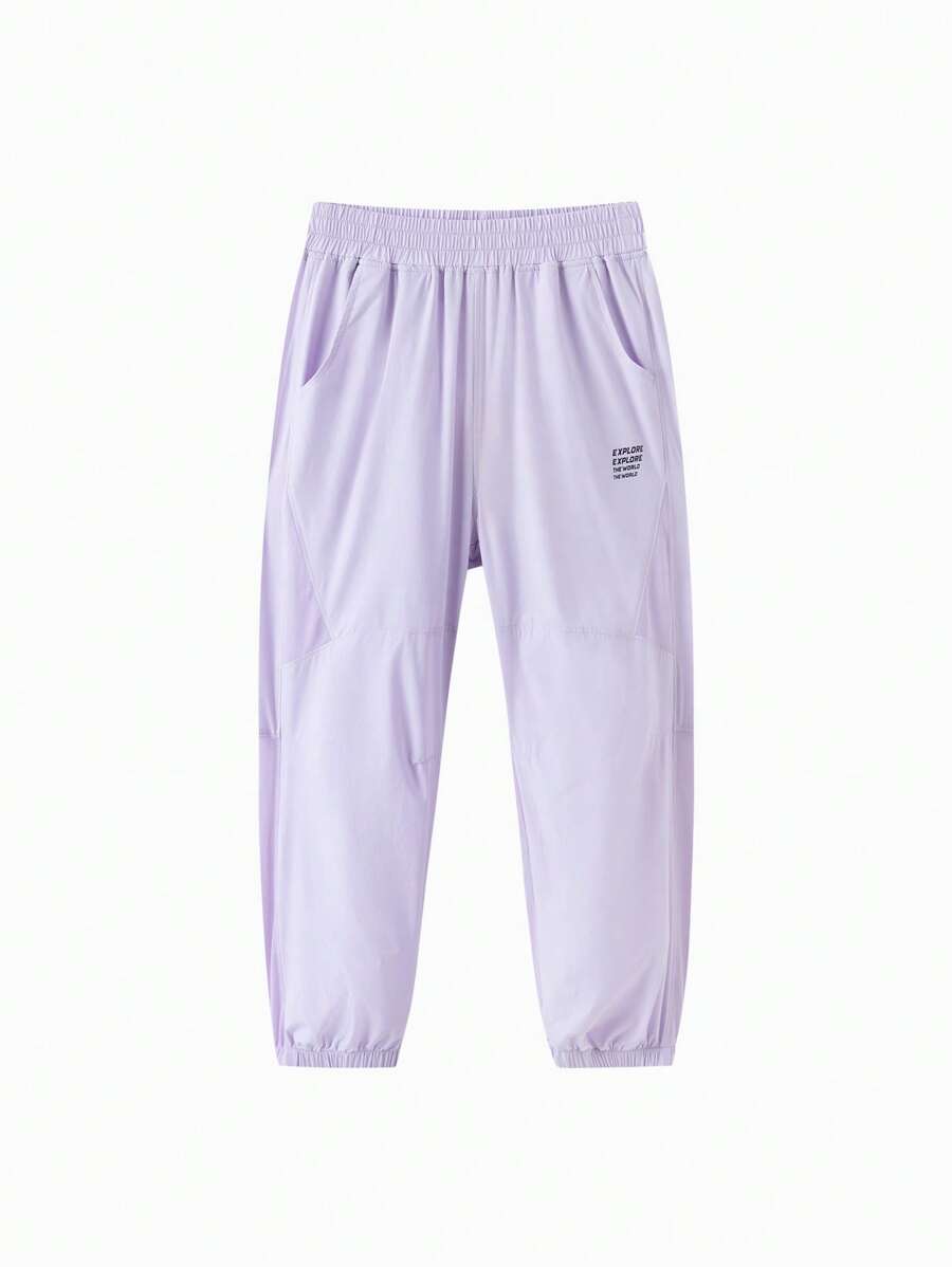 Balabala Tween Girl' Straight-Leg Pants, Lightweight Summer Sports Trousers, 2025 - Pink Purple - View 1
