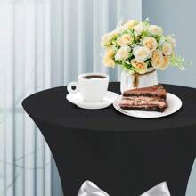 1pc Cocktail Table Cover, Circular Cocktail Table Cloth, Elastic Fitted Table Top Cover, Suitable For Bar, Wedding, Party, Birthday Events - Multicolor - View 5