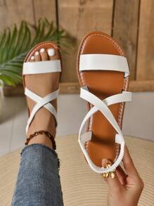 Sandalias planas cómodas, ligeras y versátiles para primavera/verano, tallas grandes para mujeres