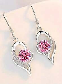 1 Pair Fashionable Creative Sparkly Niche Heart Design Bohemian Style Dangle Earrings, Suitable For Women's Daily Wear - Korvakorut - Näytä 6