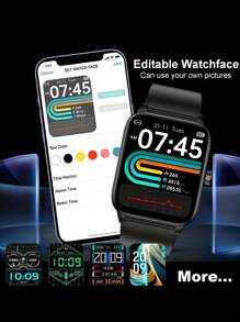 1 pieza Smartwatch con pantalla HD, con pantalla curva LED de alta definición a color, compatible con varios idiomas, función de llamada, función de notificación y batería de gran capacidad de 180mAh - Beis - Ver 7