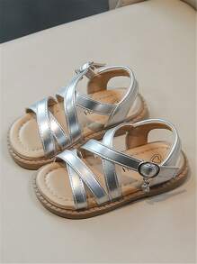 女童罗马凉鞋2025夏季新款时尚公主鞋防滑软底女孩沙滩鞋儿童鞋 - 銀色 - 查看 4