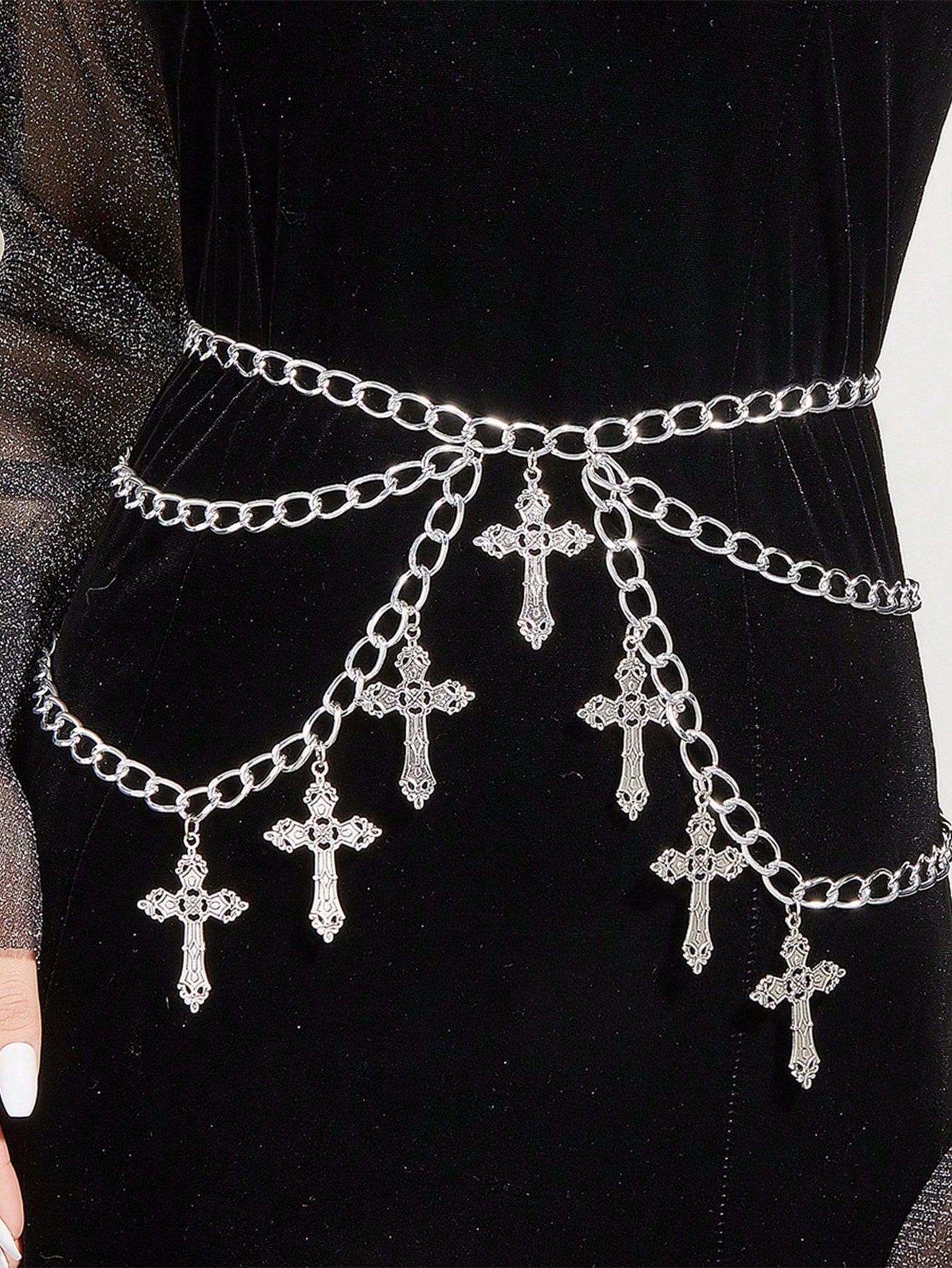Cinturón De Cadena Con Estrellas Plateado | Accesorio Unisex Hip Hop, Gótico Y Punk | Para Pantalones, Vaqueros Y Billetera