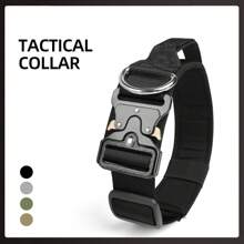 1pc Adjustable Dog Collar - Nylon With Premium Anti-Breakout Hawkbill Buckle For Medium To Large Dog Breeds - Available In Green, Khaki, Black, Grey