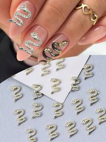 20 pièces Charms d'ongles en forme de serpent, décoration d'art des ongles 3D, bijoux de clou en alliage punk gothique, accessoires de manucure DIY pour salon