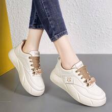 Women's Outdoor Casual Sports Shoes - Fashionable, Lightweight, Waterproof Slip-On Shoes - Wear-Resistant, Comfortable New Thick-Soled Skateboard Shoes - Loose, All-Season, Anti-Slip, Safe, Plus Size Leather Slip-On Shoes