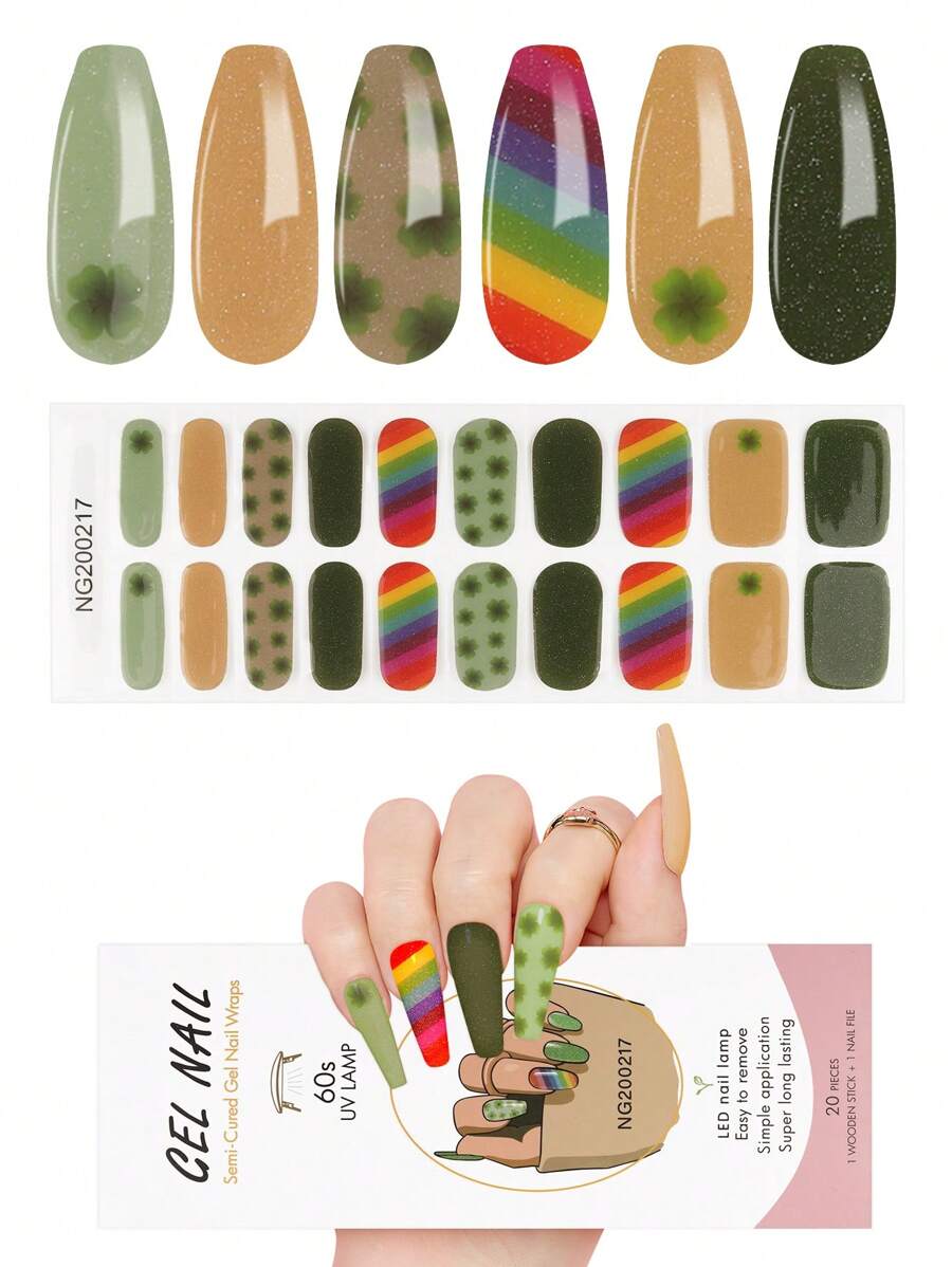 专业美甲贴纸，半固化凝胶设计，快速紫外线固化防水不脱落