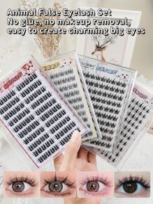60-100簇，10-12毫米长，0.07毫米粗度，C卷，全新升级动物系列 - 无胶，无需假睫毛，自然妈妈般的质感，空气仙女睫毛，新手入门的逼真睫毛！睫毛簇，睫毛簇，单根睫毛，睫毛，假睫毛 - C - 查看 3