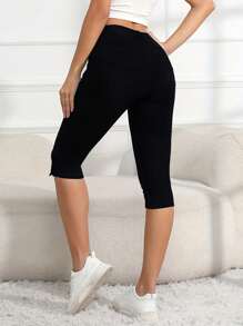 Women's Casual Elastic Tight-Fitting Capri Jeans - Black - View 2