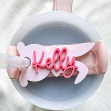 1 Pieza Etiqueta de tapa con conejito de Pascua | Etiqueta de conejito | Etiqueta de plato de conejito | Etiqueta con nombre personalizada de acrílico | Para tumblers de 20/30oz y 40oz - Multicolor - Ver 9