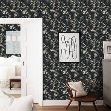1 卷自粘花卉图案壁纸，复古法式风格即剥即贴乙烯基墙纸，防水，易于搭配，无缝，适用于卧室、客厅、餐厅和家具改造 - 黑與白 - 查看 8