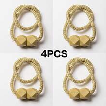 4 piezas de sujetadores de cortinas con imán fuerte y diseño de cuerda gruesa para dormitorio, sala de estar, cocina, accesorio de decoración del hogar de plástico duradero. - 2Negro2beige - Ver 9