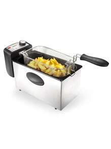 MAGEFESA ® Milos 3 電炸鍋，容量 3 公升，功率 2000 瓦，緊湊型鋼鋁設計，籃子可放入洗碗機清洗，旋轉溫度選擇器為 130 和 190 ºC