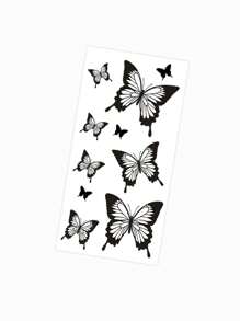 1 vel zwarte vlinder tijdelijke tatoeage stickers voor mannen en vrouwen, slang bloem nep tatoeage voor hand arm & lichaam decoratie wegwerp waterdichte tatoeage