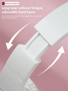 AKKHOO 可折叠无线耳机，立体声，蓝牙 5.3，长续航，智能防噪，游戏耳机 - 白色 - 查看 5