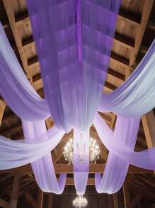 1pc Romantic 393inch Light Purple Sheer Drape Fabric, Long Solid Color Voile Curtain Multipurpose Party Backdrop Veil For Wedding Arch, Home Decoration Wedding Arch Curtain Fabric Background Cloth, Baby Shower Decoration Violet Arch Fabric, Home Decors, Birthday Wedding Party