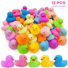 12/24pcs Colorful Rubber Ducks, Bathroom Shower Toys, Summer Beach And Birthday Party Swimming Pool Toys, Party Decorations And Gifts - Pink - View 12