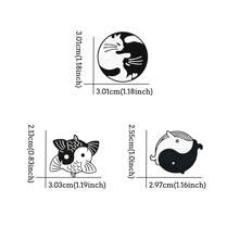 3 件装复古白黑阴阳疗愈胸针猫鲸鱼鲤鱼翻领别针徽章女士男士外套珐琅别针珠宝礼物赠朋友 - 錦鯉+鯨魚+黑白貓 - 查看 2