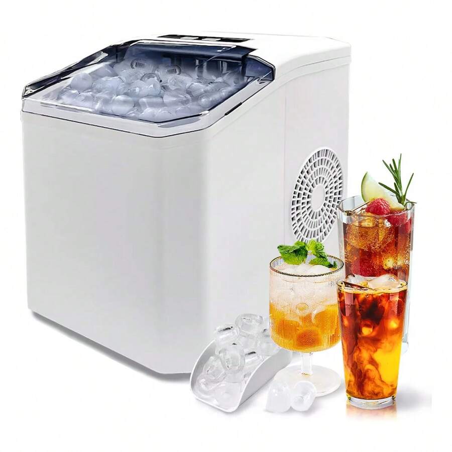 Ice Making Machine, Small Fully Automatic Desktop Ice Making Machine, Simple Operation, Fast Ice Making Speed, Suitable For Daily Household Beverage Needs.