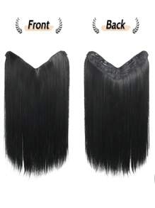 Synthetic 4 Clip In Hair Extensions V-Shaped Long Straight Hairstyle Hairpiece Black Blonde 20inch Natural Wig For Women
