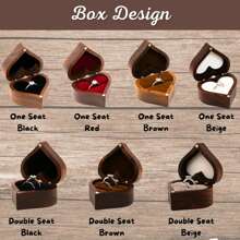 Caja de joyería con grabado personalizado, Caja de anillo con corazón grabado personalizado - Ranura sencilla y doble para el compromiso - Caja de anillo de boda personalizada - Regalo para dama de honor - Organizador de joyas de madera - Caja para portar el anillo - Soporte para caja de anillo - Cubierta de madera maciza - Ver 3