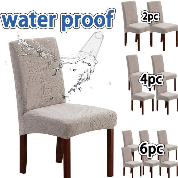 2/4/6pcs Waterproof Restaurant Chair Covers, Dining Chair Covers, Protective Covers, Stretch Kitchen Priest Chair Covers Jacquard Priest Chair Covers Removable And Washable Chair Protective Covers For Home, Restaurant, Banquet Light Gray, Dark Gray, Light Blue