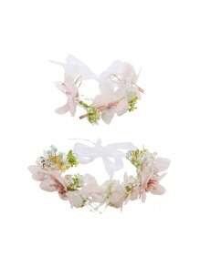 1件女士花环头饰头箍头箍公主超仙丝带珍珠头箍婚礼花儿童头箍珍珠发箍女孩演出甜美配饰韩版超仙新款丝带花礼物 - 彩色 - 查看 14