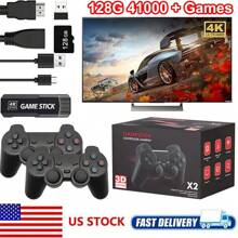 X2 Wireless Retro Game Console 128G, Retro Game Stick , Built-In 40+ Emulators, 40000+ Games, 4K HD Output With 2.4GHz Wireless Controller, Plug And Retro Play Video Games For TV Playstation5 Cable Remote Remote Control Usb - Black - View 4