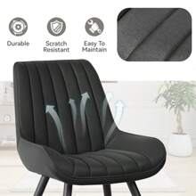 Nalupatio Modern Dining Chairs Set Of 4, Comfy Dining Room Chairs With Thick Cushions, Upholstered Fabric Kitchen Side Chairs With Metal Legs - 黑色 - 查看 9