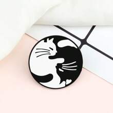 3 件装复古白黑阴阳疗愈胸针猫鲸鱼鲤鱼翻领别针徽章女士男士外套珐琅别针珠宝礼物赠朋友 - 錦鯉+鯨魚+黑白貓 - 查看 3