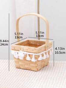 1pc Handwoven Flower Basket, Gift For Women's Day, Teacher's Day, Mother's Day, Succulent Basket, Storage Basket, Rattan Gift Basket