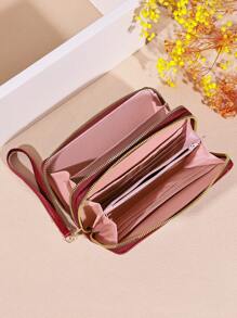 可爱猫咪印花钱包 女式仿皮 带卡槽和拉链口袋 双拉链卡包 钱包 钱夹 长款钱包 钱包 腕包 - 彩色 - 查看 5