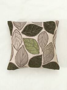 1 pieza Funda de cojín cuadrada de poliéster minimalista con estampado de hojas en jacquard, suave y cómoda para la decoración del hogar en la sala de estar