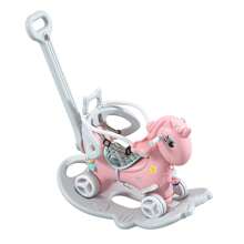 Rocking Horse For Toddlers, Balance Bike Ride On Toys With Push Handle, Backrest And Balance Board For Baby Girl And Boy, Two Forms, Detachable Bottom, Saf-E Material - Pink - View 6