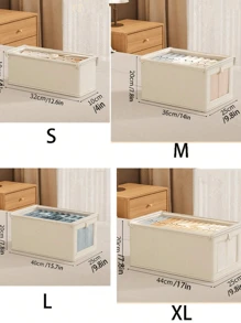 1 Pieza Caja de almacenamiento de tela de lino beige con cremallera y tapa, mantiene su hogar limpio y ordenado, caja de almacenamiento de tela portátil, contenedor de almacenamiento a prueba de humedad para ropa interior, caja de almacenamiento plegable para el armario, adecuada para ropa, pantalones, calcetines, ropa interior, perfecta para uso doméstico, bolsa para la escuela, accesorios escolares, artículos escolares