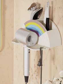 1pc Wall Mounted Hair Dryer Rack, Storage Rack, Hands-Free Hair Dryer Hanger, Bathroom Hair Dryer Storage Rack - Multicolor - View 7