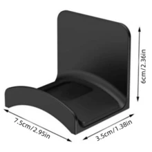 Juego de 4 ganchos negros para colgar auriculares montados en la pared, fácil instalación sin taladro, soporte ahorrador de espacio para accesorios de auriculares para juegos, mochilas, gorras, diseño moderno de plástico, ganchos prácticos debajo del escritorio